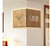 Double-Sided Corner Wall Clock with LED Lights, Modern Luxury Decorative Clock for Living Room, Bedroom, Corridor