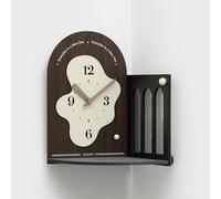 Double-Sided Corner Wall Clock with Shelf, Silent Creative Retro Design for Living Room Decor