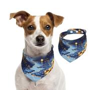 Double Sided Cotton Dog Birthday Bandana Girl Boy, Washable A Landscape Shimmering Dog Scarf Bibs for Small Medium Large Unisex Dogs Cats Pets Medium