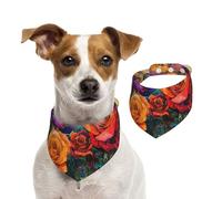 Double Sided Cotton Dog Birthday Bandana Girl Boy, Washable A Rose with Rich Dog Scarf Bibs for Small Medium Large Unisex Dogs Cats Pets Medium