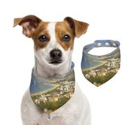 Double Sided Cotton Dog Birthday Bandana Girl Boy, Washable A Rural Town Dog Scarf Bibs for Small Medium Large Unisex Dogs Cats Pets Medium