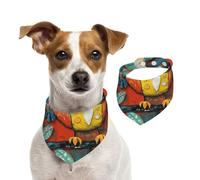 Double Sided Cotton Dog Birthday Bandana Girl Boy, Washable Abstract Birds Dog Scarf Bibs for Small Medium Large Unisex Dogs Cats Pets Medium