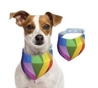 Double Sided Cotton Dog Birthday Bandana Girl Boy, Washable Abstract Colored Spliced Teddy Bear Dog Scarf Bibs for Small Medium Large Unisex Dogs Cats Pets Large