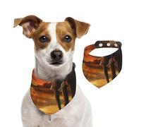Double Sided Cotton Dog Birthday Bandana Girl Boy, Washable African Elephants Taking a Walk by The River Under The Sunset Dog Scarf Bibs for Small Medium Large Unisex Dogs Cats Pets Medium