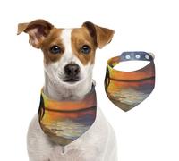 Double Sided Cotton Dog Birthday Bandana Girl Boy, Washable African Elephants Taking a Walk by The Seaside Under The Sunset Dog Scarf Bibs for Small Medium Large Unisex Dogs Cats Pets Small