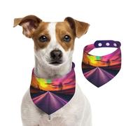 Double Sided Cotton Dog Birthday Bandana Girl Boy, Washable Aurora at The Highway Dog Scarf Bibs for Small Medium Large Unisex Dogs Cats Pets Small