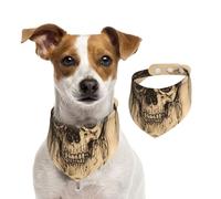 Double Sided Cotton Dog Birthday Bandana Girl Boy, Washable Black and White Mysterious Skeleton Dog Scarf Bibs for Small Medium Large Unisex Dogs Cats Pets Small