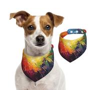 Double Sided Cotton Dog Birthday Bandana Girl Boy, Washable Blooming Oil Painting Dog Scarf Bibs for Small Medium Large Unisex Dogs Cats Pets Large