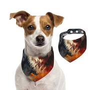 Double Sided Cotton Dog Birthday Bandana Girl Boy, Washable Brave Wolf in Flames Dog Scarf Bibs for Small Medium Large Unisex Dogs Cats Pets Medium