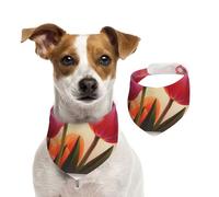 Double Sided Cotton Dog Birthday Bandana Girl Boy, Washable Brightly Colored Tulips Dog Scarf Bibs for Small Medium Large Unisex Dogs Cats Pets Small