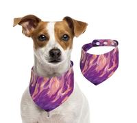 Double Sided Cotton Dog Birthday Bandana Girl Boy, Washable Burning Purple Flames Dog Scarf Bibs for Small Medium Large Unisex Dogs Cats Pets Large