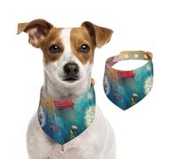 Double Sided Cotton Dog Birthday Bandana Girl Boy, Washable Butterflies and Dandelions Fluttering in The Sky Dog Scarf Bibs for Small Medium Large Unisex Dogs Cats Pets Small