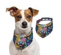 Double Sided Cotton Dog Birthday Bandana Girl Boy, Washable Colorful Abstract Giraffe Dog Scarf Bibs for Small Medium Large Unisex Dogs Cats Pets Small
