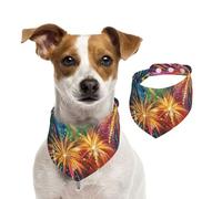Double Sided Cotton Dog Birthday Bandana Girl Boy, Washable Colorful Flowers Like Fireworks Dog Scarf Bibs for Small Medium Large Unisex Dogs Cats Pets Large