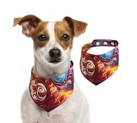 Double Sided Cotton Dog Birthday Bandana Girl Boy, Washable Colorful Mysterious Flame Dog Scarf Bibs for Small Medium Large Unisex Dogs Cats Pets Large
