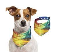 Double Sided Cotton Dog Birthday Bandana Girl Boy, Washable Colorful Sunset and sea Dog Scarf Bibs for Small Medium Large Unisex Dogs Cats Pets Small