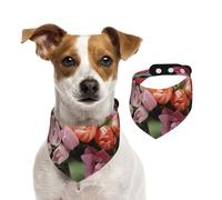 Double Sided Cotton Dog Birthday Bandana Girl Boy, Washable Colorful Ten Thousand Flowers Bouquet Dog Scarf Bibs for Small Medium Large Unisex Dogs Cats Pets Medium