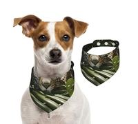 Double Sided Cotton Dog Birthday Bandana Girl Boy, Washable Focused on The Majestic Tiger Dog Scarf Bibs for Small Medium Large Unisex Dogs Cats Pets Medium