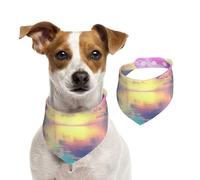 Double Sided Cotton Dog Birthday Bandana Girl Boy, Washable Gentle Colorful Sky Dog Scarf Bibs for Small Medium Large Unisex Dogs Cats Pets Medium