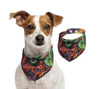 Double Sided Cotton Dog Birthday Bandana Girl Boy, Washable Gorgeous Flowers Dog Scarf Bibs for Small Medium Large Unisex Dogs Cats Pets Medium