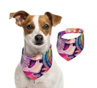 Double Sided Cotton Dog Birthday Bandana Girl Boy, Washable Gorgeous Rock Skeleton Dog Scarf Bibs for Small Medium Large Unisex Dogs Cats Pets Large