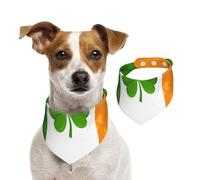 Double Sided Cotton Dog Birthday Bandana Girl Boy, Washable Irish Flag Dog Scarf Bibs for Small Medium Large Unisex Dogs Cats Pets Large