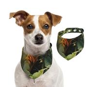 Double Sided Cotton Dog Birthday Bandana Girl Boy, Washable Lizards in Green Leaves Dog Scarf Bibs for Small Medium Large Unisex Dogs Cats Pets Medium