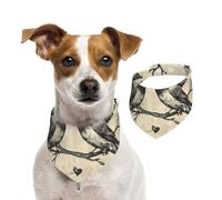 Double Sided Cotton Dog Birthday Bandana Girl Boy, Washable Love Bird Silhouette Dog Scarf Bibs for Small Medium Large Unisex Dogs Cats Pets Medium