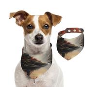 Double Sided Cotton Dog Birthday Bandana Girl Boy, Washable Maple Leaf Trees Under Sunset Dog Scarf Bibs for Small Medium Large Unisex Dogs Cats Pets Large