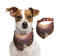 Double Sided Cotton Dog Birthday Bandana Girl Boy, Washable Maple Trees Under The Mysterious Sun Dog Scarf Bibs for Small Medium Large Unisex Dogs Cats Pets Medium