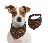Double Sided Cotton Dog Birthday Bandana Girl Boy, Washable Mysterious and Fantastical owl Dog Scarf Bibs for Small Medium Large Unisex Dogs Cats Pets Medium