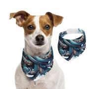 Double Sided Cotton Dog Birthday Bandana Girl Boy, Washable Mysterious Blue Octopus Dog Scarf Bibs for Small Medium Large Unisex Dogs Cats Pets Medium