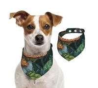 Double Sided Cotton Dog Birthday Bandana Girl Boy, Washable Mysterious Mushroom Jungle Dog Scarf Bibs for Small Medium Large Unisex Dogs Cats Pets Medium