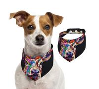 Double Sided Cotton Dog Birthday Bandana Girl Boy, Washable Mysterious Rainbow Deer Dog Scarf Bibs for Small Medium Large Unisex Dogs Cats Pets Medium