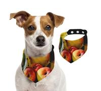 Double Sided Cotton Dog Birthday Bandana Girl Boy, Washable Oil Painting of Juice and Apples Dog Scarf Bibs for Small Medium Large Unisex Dogs Cats Pets Large