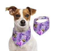Double Sided Cotton Dog Birthday Bandana Girl Boy, Washable Purple Garden and Fluttering Butterflies in The Sky Dog Scarf Bibs for Small Medium Large Unisex Dogs Cats Pets Large