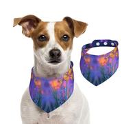 Double Sided Cotton Dog Birthday Bandana Girl Boy, Washable Purple Garden Dog Scarf Bibs for Small Medium Large Unisex Dogs Cats Pets Large