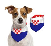Double Sided Cotton Dog Birthday Bandana Girl Boy, Washable Republic of Croatia Flag Dog Scarf Bibs for Small Medium Large Unisex Dogs Cats Pets Small