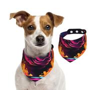 Double Sided Cotton Dog Birthday Bandana Girl Boy, Washable Rhinoceros Emerging from The Flames Dog Scarf Bibs for Small Medium Large Unisex Dogs Cats Pets Large