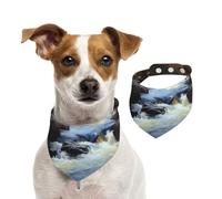 Double Sided Cotton Dog Birthday Bandana Girl Boy, Washable Romantic Small River Dog Scarf Bibs for Small Medium Large Unisex Dogs Cats Pets Large