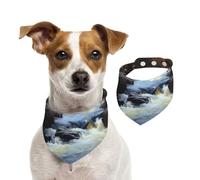 Double Sided Cotton Dog Birthday Bandana Girl Boy, Washable Romantic Small River Flowing Water Dog Scarf Bibs for Small Medium Large Unisex Dogs Cats Pets Medium