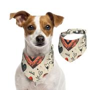 Double Sided Cotton Dog Birthday Bandana Girl Boy, Washable Silhouette of a Heart Dog Scarf Bibs for Small Medium Large Unisex Dogs Cats Pets Small