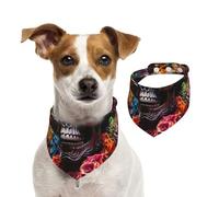 Double Sided Cotton Dog Birthday Bandana Girl Boy, Washable Skeleton in The Garden Dog Scarf Bibs for Small Medium Large Unisex Dogs Cats Pets Small
