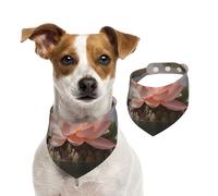 Double Sided Cotton Dog Birthday Bandana Girl Boy, Washable The Charm of Lotus in The Lake Dog Scarf Bibs for Small Medium Large Unisex Dogs Cats Pets Medium