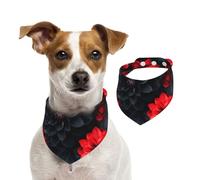 Double Sided Cotton Dog Birthday Bandana Girl Boy, Washable The Dark Rose Dog Scarf Bibs for Small Medium Large Unisex Dogs Cats Pets Medium