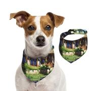 Double Sided Cotton Dog Birthday Bandana Girl Boy, Washable The Dream Comic House Dog Scarf Bibs for Small Medium Large Unisex Dogs Cats Pets Small