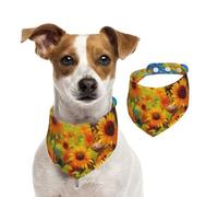 Double Sided Cotton Dog Birthday Bandana Girl Boy, Washable The Little cat in The Sunflower Garden Dog Scarf Bibs for Small Medium Large Unisex Dogs Cats Pets Large