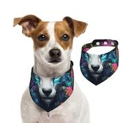 Double Sided Cotton Dog Birthday Bandana Girl Boy, Washable The Majestic Antelope is Surrounded by Fantastic Flowers Dog Scarf Bibs for Small Medium Large Unisex Dogs Cats Pets Medium