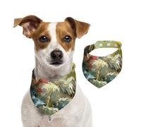 Double Sided Cotton Dog Birthday Bandana Girl Boy, Washable The Oil Painting Doll Dog Scarf Bibs for Small Medium Large Unisex Dogs Cats Pets Medium