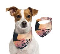 Double Sided Cotton Dog Birthday Bandana Girl Boy, Washable The Owl's Silhouette on its Head Dog Scarf Bibs for Small Medium Large Unisex Dogs Cats Pets Medium